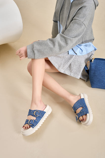 Flat Sandals Blue