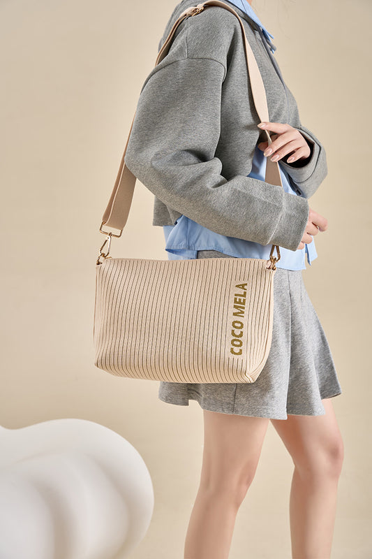 The Casual Crossbody Zipper Tote Beige